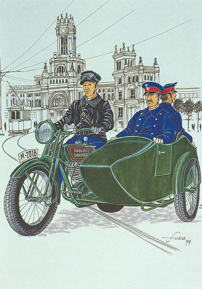Policia uniformat amb l'uniforme de Unitat motoritzada del Cos de Seguretat (1922) 