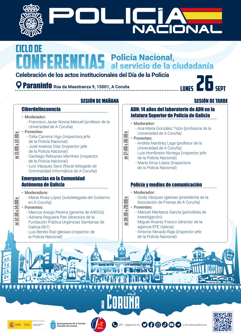 Cartel de conferencias a desarrollar el día 26 de septiembre en A Coruña