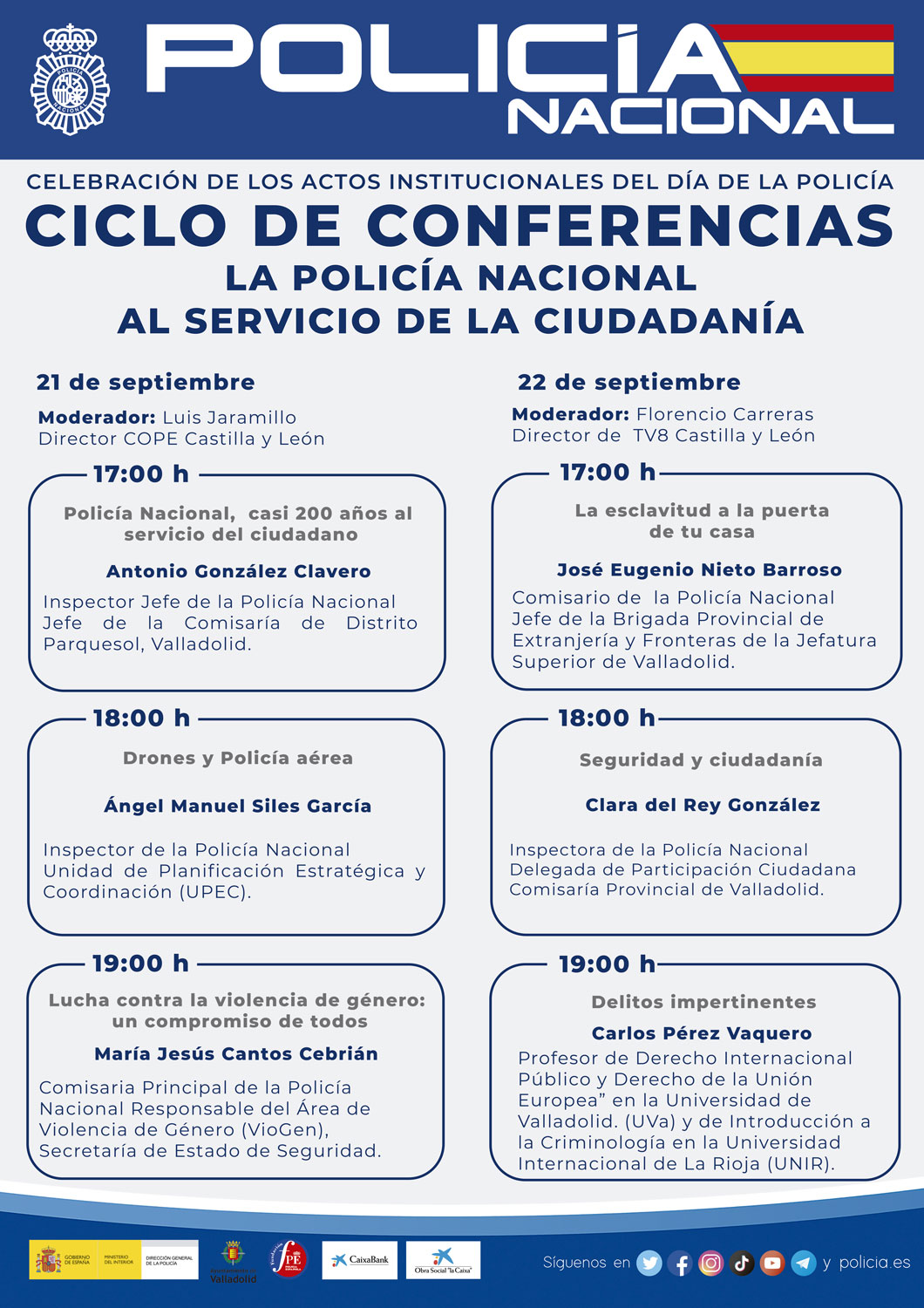 Cartel de Ciclo de Conferencias de la Policía Nacional.