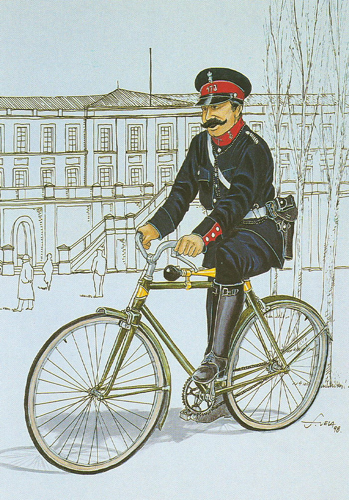 Policia uniformat amb l'uniforme de Guàrdia ciclista del Cos de Seguretat (1925)