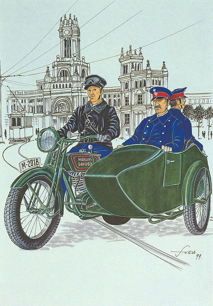 Policia uniformat amb l'uniforme de Unitat motoritzada del Cos de Seguretat (1922)