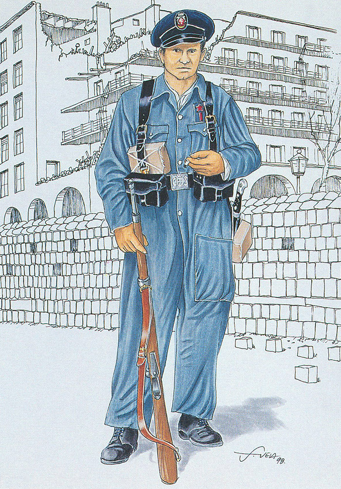 Policia uniformat amb l'uniforme de Cos de Seguretat i Assalt - (1937) 