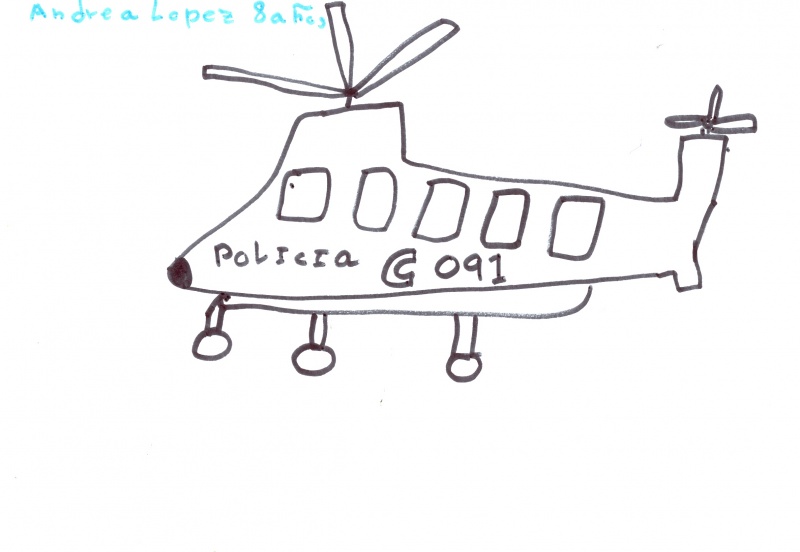 Dibujo de un helicóptero de la Policía Nacional.