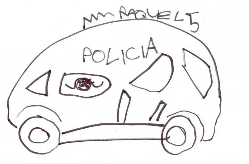 Dibujo de un coche de policía.