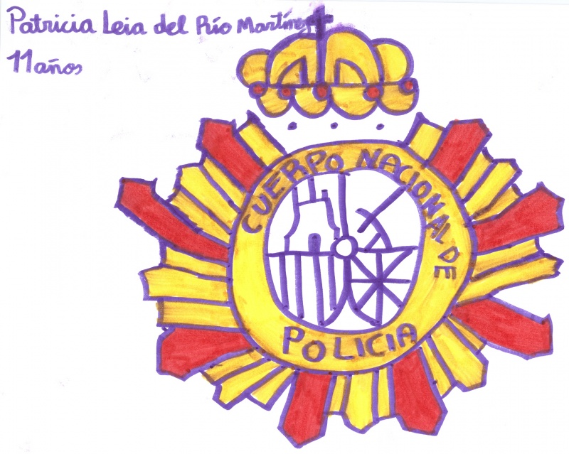 Dibujo de la placa insignia del Cuerpo Nacional de Policía.