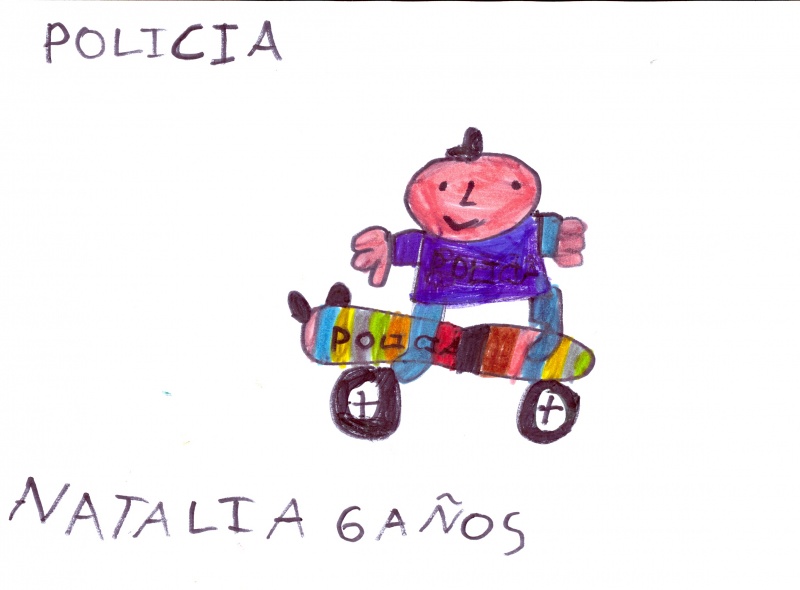 Dibujo en el que se puede ver a un niño montado en monopatín.