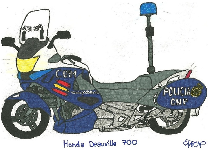 Dibujo de una motocicleta de la Policía Nacional.