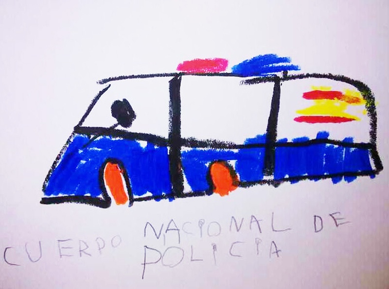 Dibujo de una furgoneta de la Policía Nacional.
