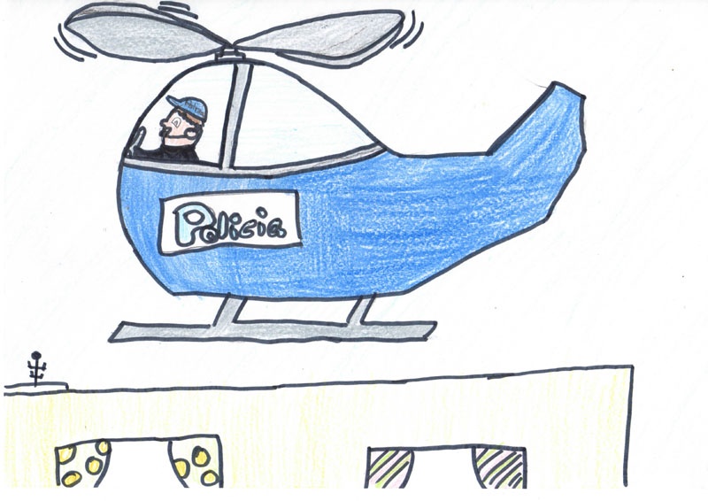 Dibujo de un helicóptero de policía.