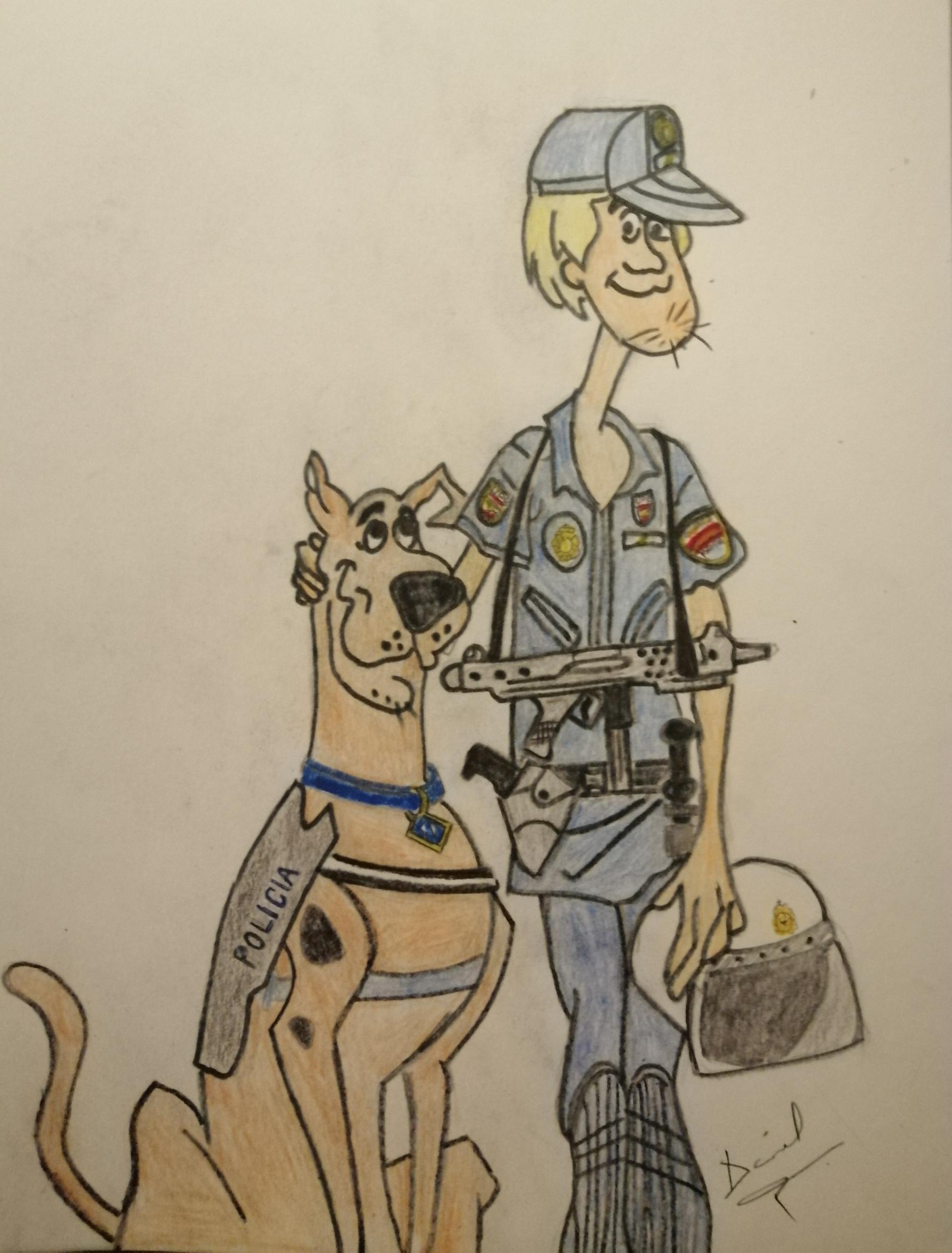 Agente de policía con perro