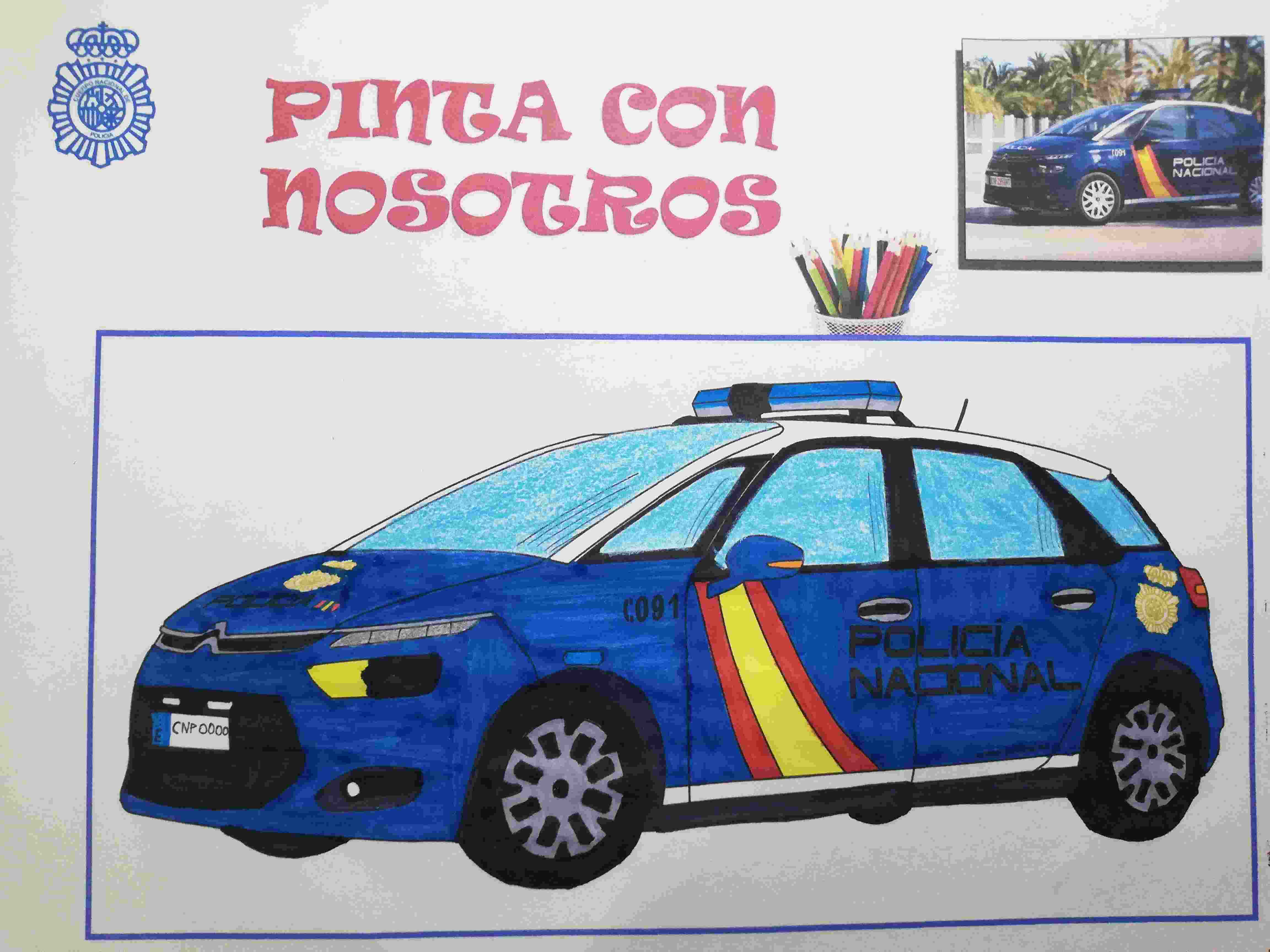 Coche de policía, dibujo de Jairo Cabaco Pérez