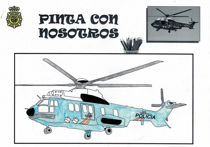 Vehículo coloreado de un helicóptero de la Policía Nacional