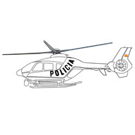 Imagen para colorear de un helicóptero policial volando
